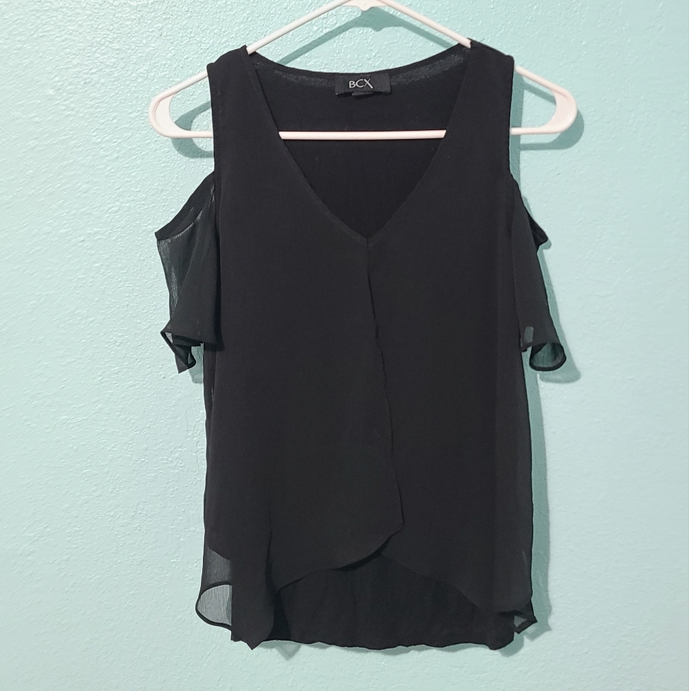 BCX Black Cold Shoulder Top S